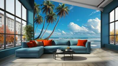 palm tree on the beach Wall mural