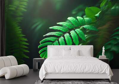 Peaceful sunlight, thriving Nephrolepis leaf Wall mural