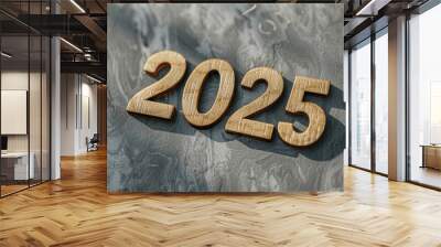 Modern Happy New Year 2024 Background with Bright Lights and Gifts Wall mural