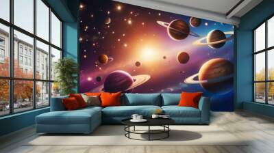 Stars and planets in space Wall mural