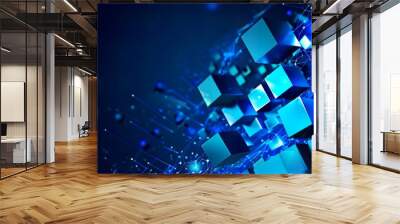 Abstract_Geometry_Background_and_Blue_Cube_Techn Wall mural