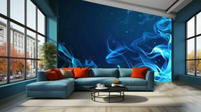 Black_background_Background_vector_blue_flames Wall mural