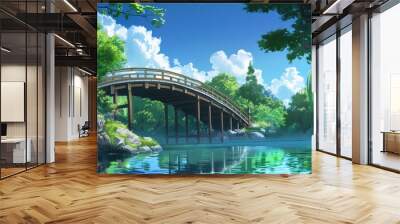 Bridge_anime_landscapes_wate Wall mural