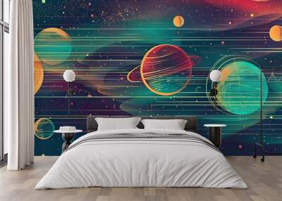 retrofuturistic_seamless_space_background Wall mural