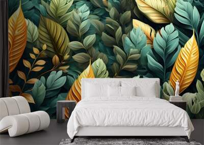 abstract artistic pattern of flora and leaves generated by AI Wall mural