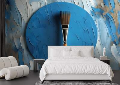 Abstract blue circular brushstroke texture with artistic flair and depth Wall mural