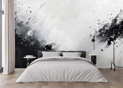 Abstract Grunge Texture Overlay in Black and White with Rough Vector Effect on Dark Background Wall mural