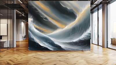 beautiful abstract illustration of grey waves in a captivating background Wall mural