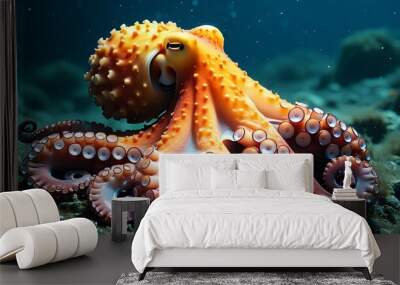 Captivating presence of an octopus, a fascinating predator and marvel of marine life under the waves Wall mural