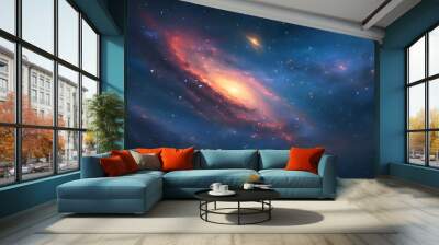 Cosmic Nebula and Galaxy Sky Wallpaper Created with Generative AI Wall mural