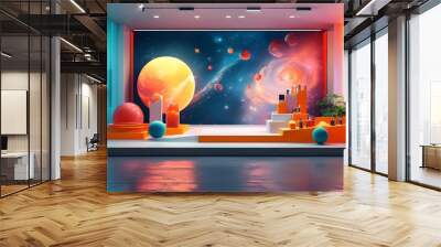 Creative concept space with an innovative product display backdrop Wall mural