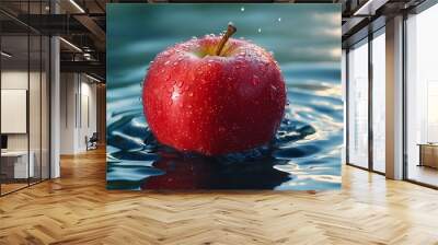 crisp apples floating in clear water Wall mural