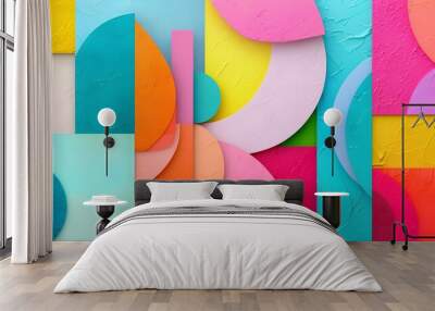 Dynamic Abstract Collage of Textured Shapes in Vivid Colors for Modern Art and Creative Design Inspiration Wall mural