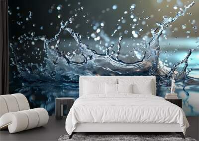 Dynamic Abstract Water Surface with Splashing Motion in Generative AI Art Wall mural