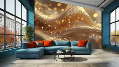 elegant abstract background featuring a bright, shiny blur of golden pearls in a pastel palette Wall mural