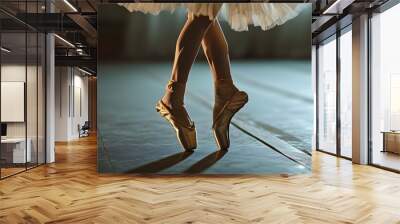 Elegant ballet performance showcasing the grace of young dancers legs and shoes in stunning detail Wall mural