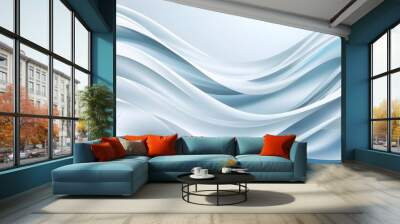 Elegant blend of abstract white and blue textures with a soft fabric effect Wall mural