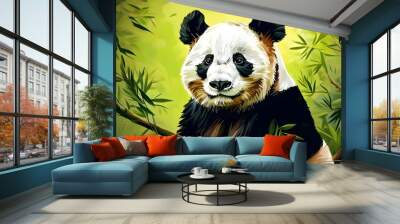 Elegant panda silhouette art design Wall mural