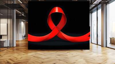 Elegant Red Ribbon on Transparent Background Wall mural