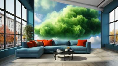 Ethereal green clouds embodying the essence of nature, dreams, and the boundless spirit of creativity and freedom Wall mural