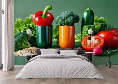 Fusing vegetables and health concepts in a capsule for a visionary approach to daily nutrition Wall mural