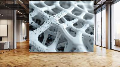 Futuristic white geometric pattern showcasing intricate molecular structure and captivating texture details Wall mural