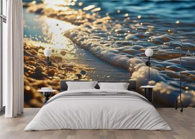 Glorious summer beach with sparkling sand under radiant sunlight Wall mural