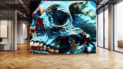 Glowing Skull with Intricate Textures and Luminous Effects Wall mural