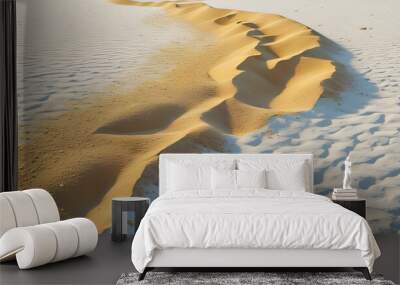 Golden Desert Sands: A Beautiful Recreation of Isolated Dunes with Natures Textured Patterns on a Crisp White Background Wall mural