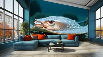 Graceful stingray gliding through ocean depths with a sleek body and vigilant eye, embodying natures elegance and adaptability Wall mural