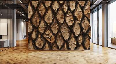 Grunge Texture of Aged Beech Wood Bark in Natural Brown Tones Wall mural