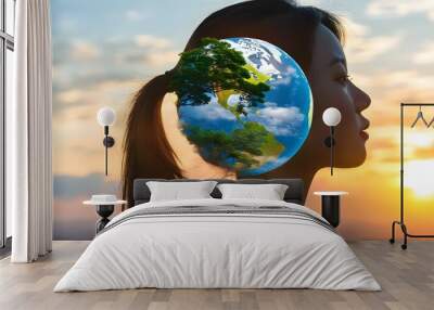 human connection to planet earth in a symbolic gesture Wall mural