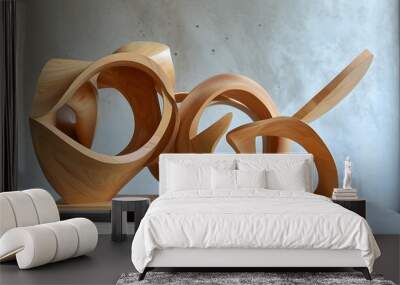 Innovative Abstract Wooden Frame Showcasing Artistry and Design Wall mural