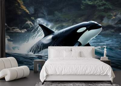 Majestic Killer Whale Exploring the Vibrant Underwater World of Diverse Marine Ecosystems Wall mural