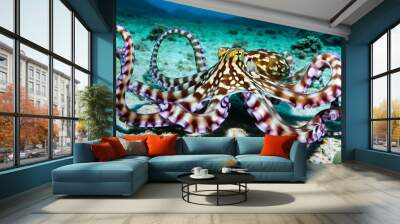 Mimic octopus navigating the ocean floor in search of shelter and safety Wall mural