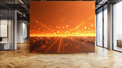 Radiant Abstract Orange Horizon with Extending Lines and Bokeh Illumination Wall mural