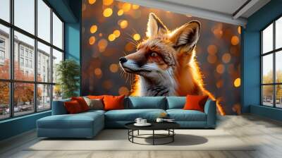 Radiant Red Fox Amidst a Blissful Sunlit Bokeh Wall mural