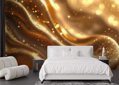 Radiant waves of luxurious golden texture and shimmering opulence create an abstract vision of wealth and glamorous warmth Wall mural