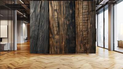 Rich Dark Wood Background Showcasing Intricate Grain Patterns Wall mural