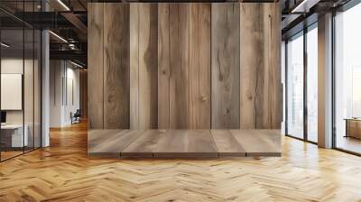 Rustic brown oak wood texture wall and floor with a seamless pattern for a warm, inviting atmosphere Wall mural