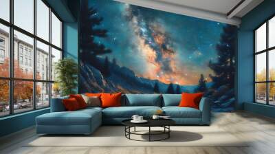 Stunning Milky Way Galaxy Illuminating the Night Sky Wall mural