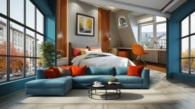 Stylish interior design of a contemporary living room featuring modern furniture and elegant decor Wall mural