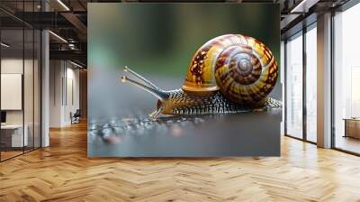 Swift Journey of a Snail Captured in Realistic Close-Up with Dynamic Motion Blur Wall mural