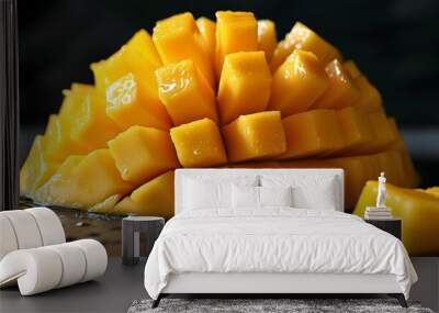 Tantalizing Fresh Mango Slices Overflowing with Juicy Natural Sweetness Wall mural