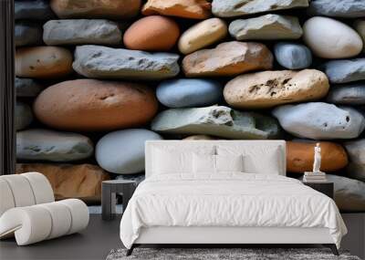 textured close-up of stacked stones on a rustic wall Wall mural