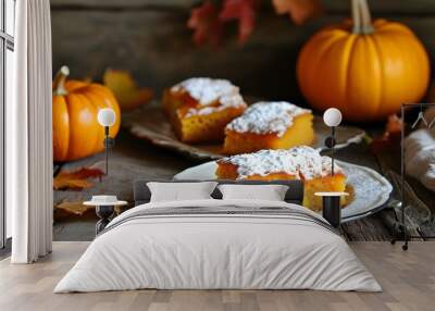 Traditional autumn delight featuring rustic pumpkin pastry Wall mural