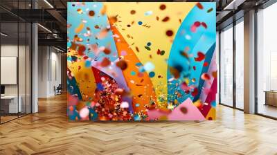 Vibrant abstract backdrop featuring a kaleidoscope of colorful confetti Wall mural