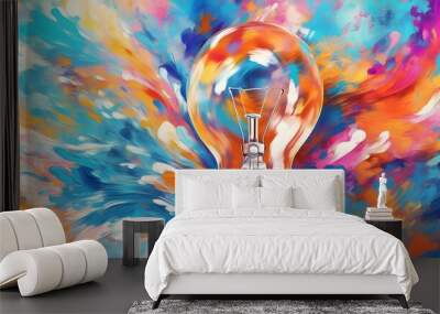 Vibrant abstract marbling in orange and blue for dynamic art branding and creative design inspiration Wall mural