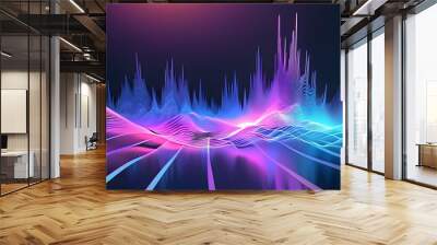 Vibrant Blue-Purple Gradient Soundwave: A Modern AI Generative Illustration Wall mural