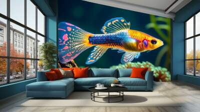 Vibrant Guppies: Colorful Freshwater Fish for Aquariums with Easy Care and Beautiful Patterns Wall mural